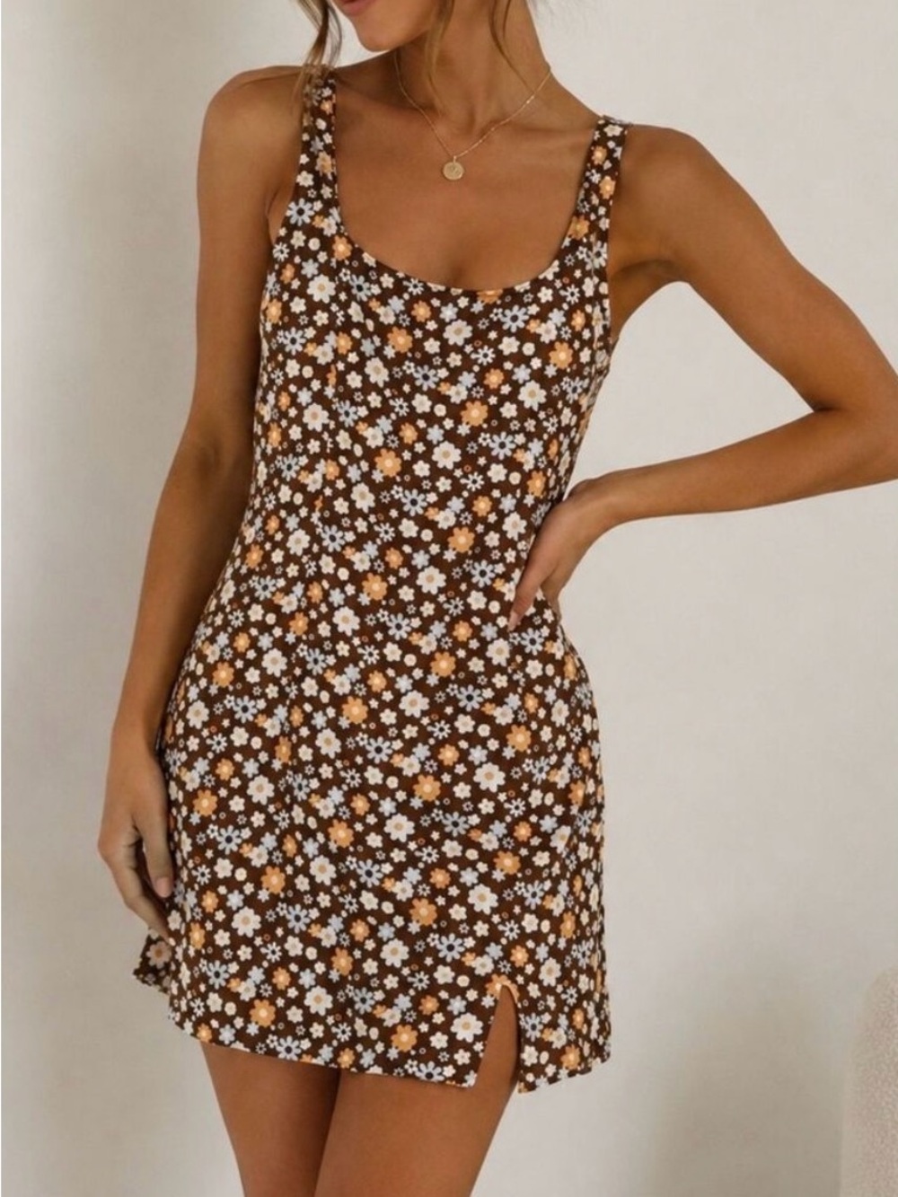 Hollister Brown Floral Mini Dress